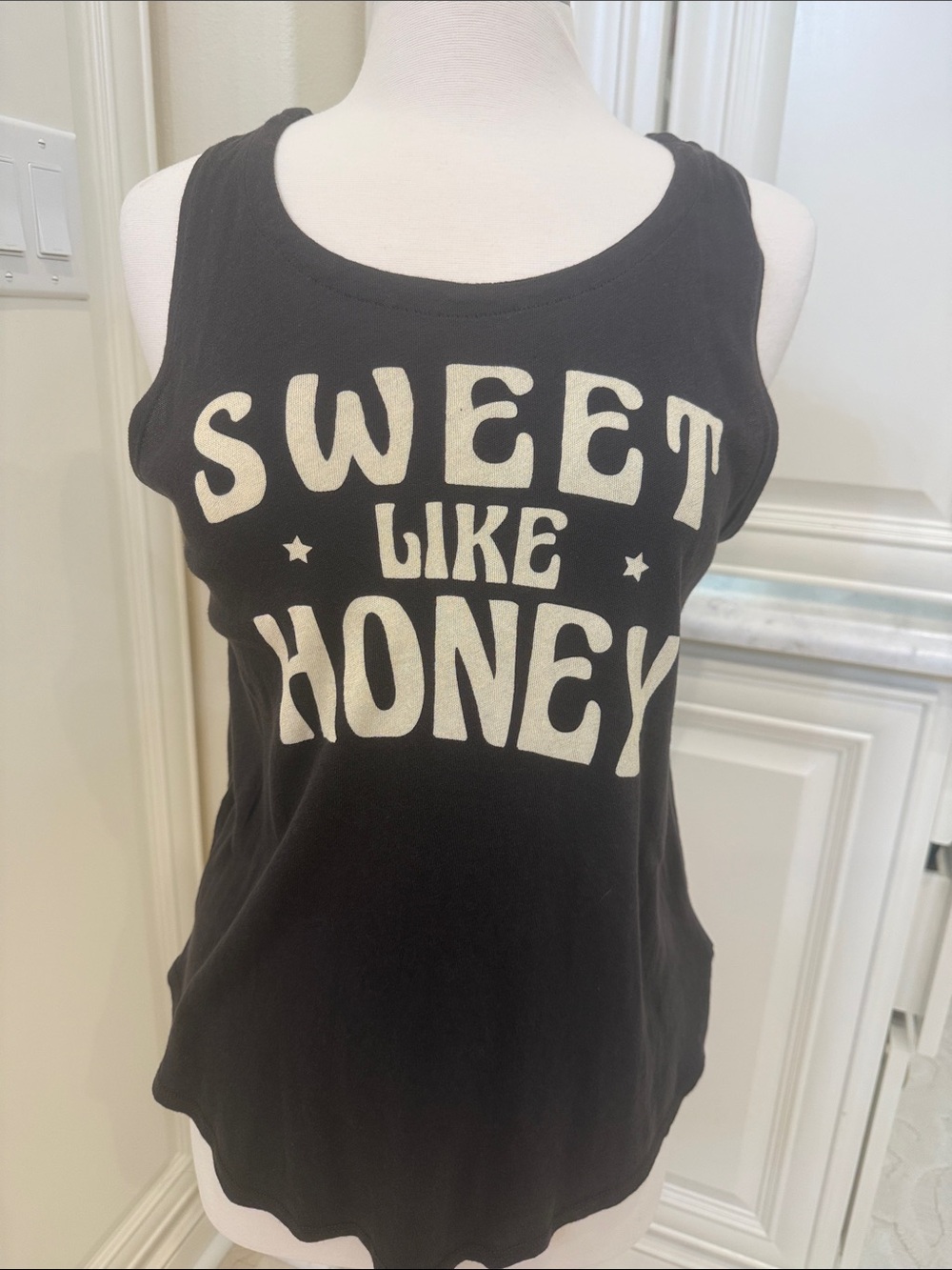Chaser Black Tank Top with Cream 'Sweet Like Honey' Graphic